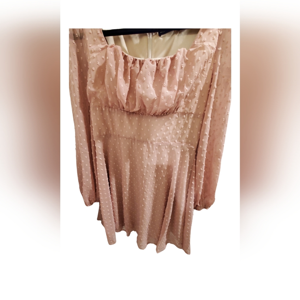 SHEIN VCAY Swiss Dot Dress  pink/mauve